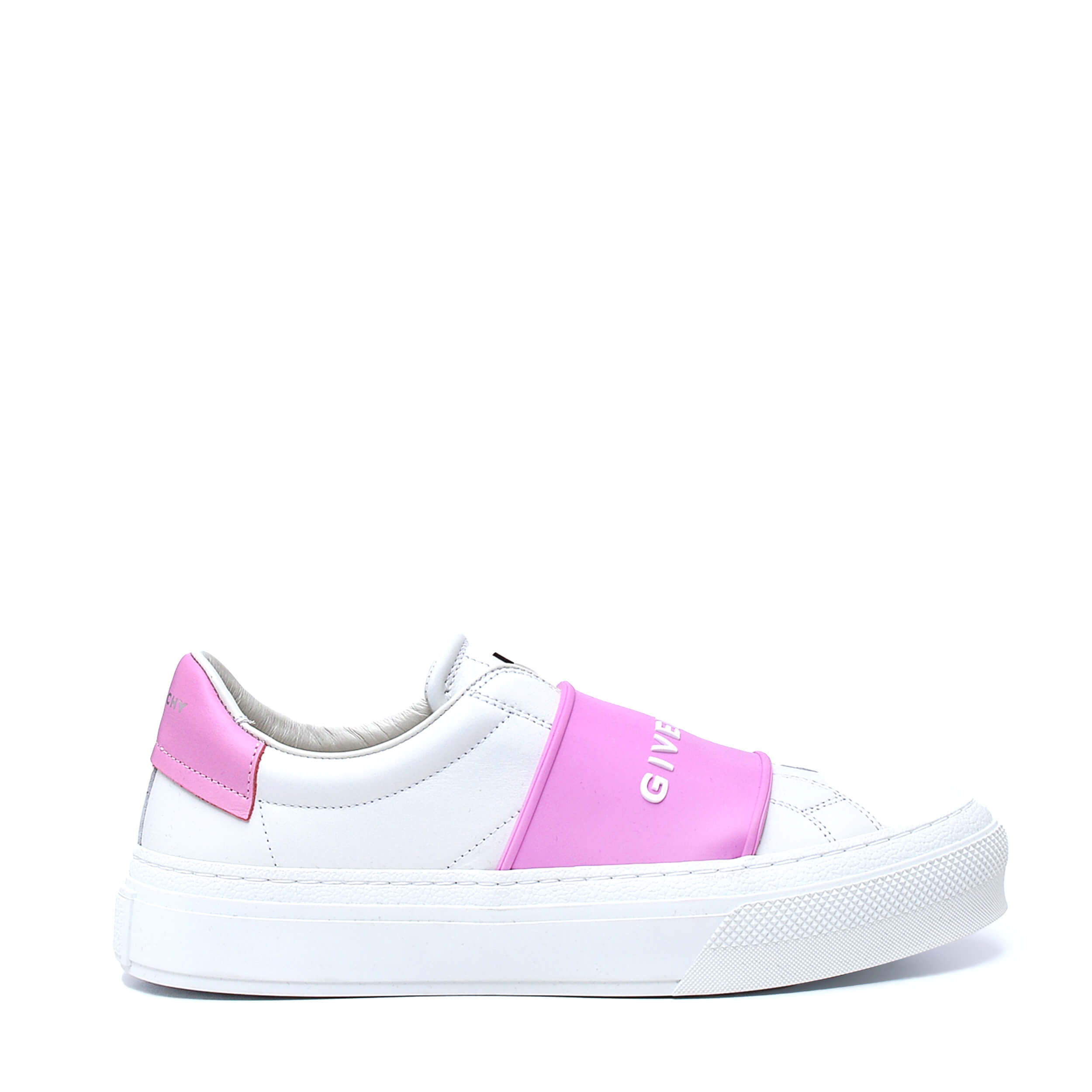 Givenchy - White & Pink Leather City Slip Sneakers / 38